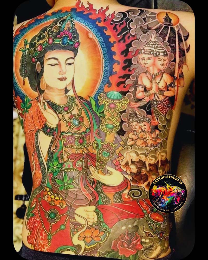 Nature inspired tattoos feature mountains, trees, oceans, clouds, and other elements inspired by the natural world.